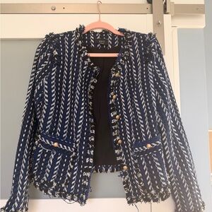 Vici Navy and White Textured Blazer